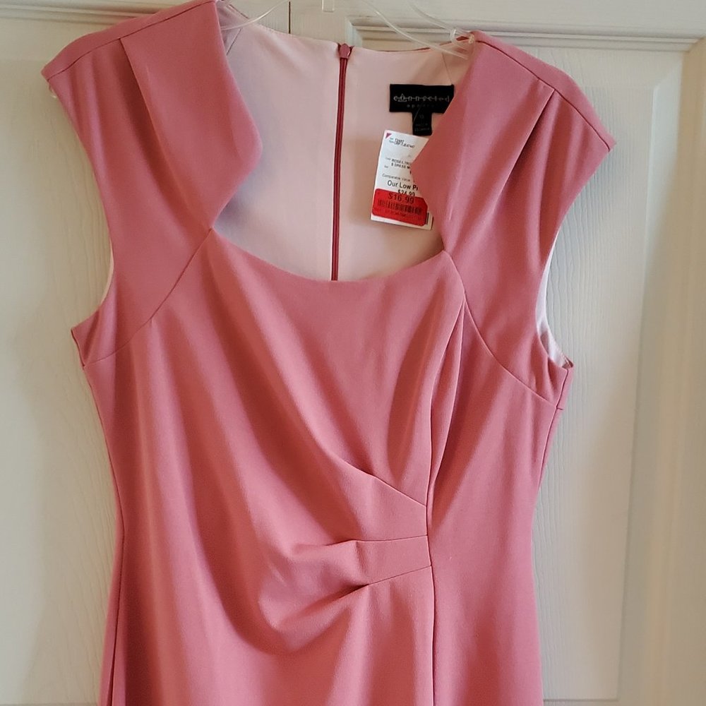 Connected Apparel Salmon-pink Sleeveless Dress